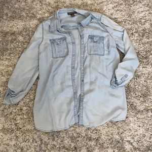 Denim maternity button up